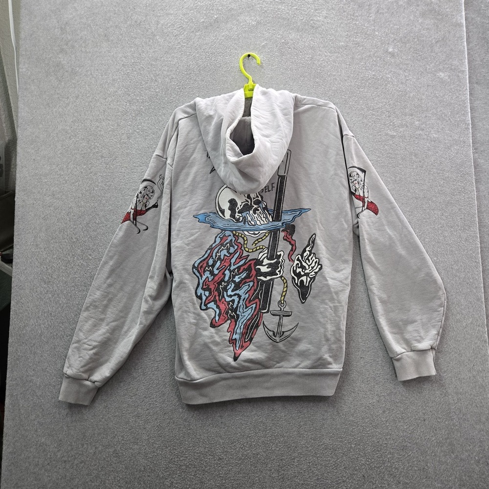 Warren Lotas Men Hoodie XL Gray Take Care Of Yourself Skeleton Grim Reaper READ